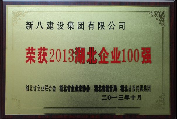 新八集團榮列2013年湖北百強企業30位